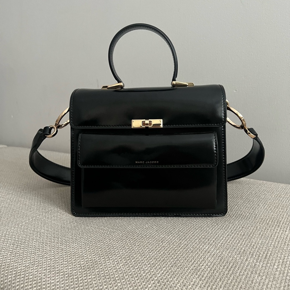 Marc Jacobs Black Satchel with Gold Accents